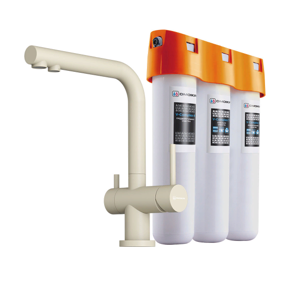 Комплект смеситель+водоочиститель Omoikiri PURE DROP LITE + NAGANO BE-P Ваниль