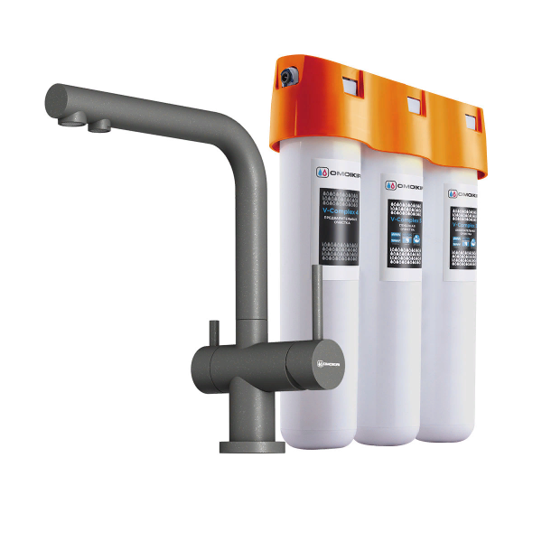 Комплект смеситель+водоочиститель Omoikiri PURE DROP LITE + NAGANO PL Платина