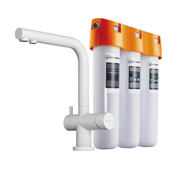 Комплект смеситель+водоочиститель Omoikiri PURE DROP LITE + NAGANO WH-P Белый